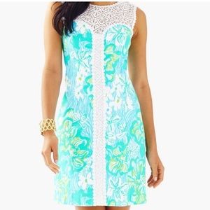 Lilly Pulitzer "Sofia" lace shift dress 20192 2016 lagoon wave rider